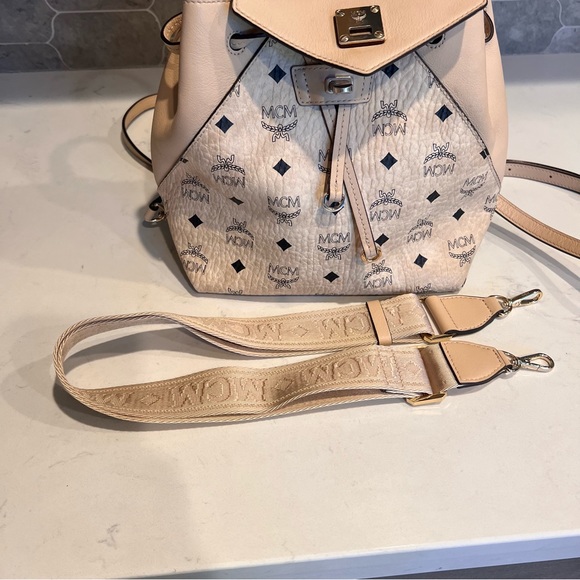 MCM Visetos Small Essential Backpack Beige - Picture 9 of 11